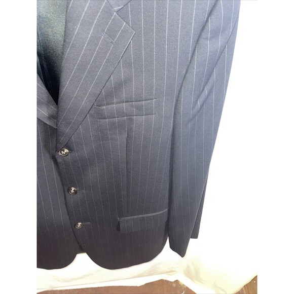 Chaps Suit Jacket Men’s Size 40R Black Pinstripe Three Button Wool Formal - Picture 7 of 13